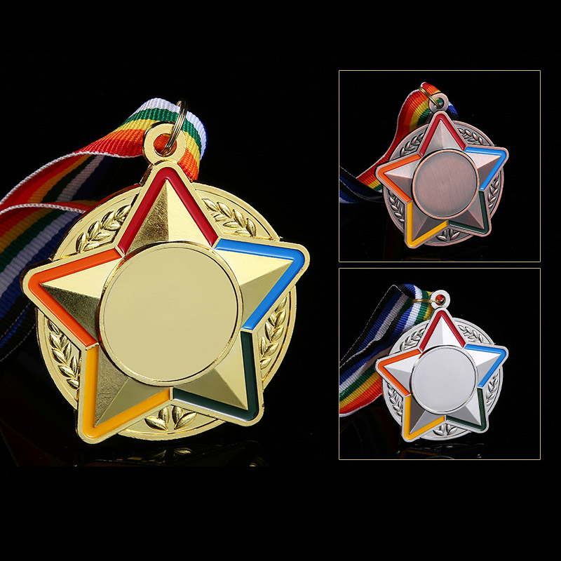 彩虹五角星星金屬獎牌