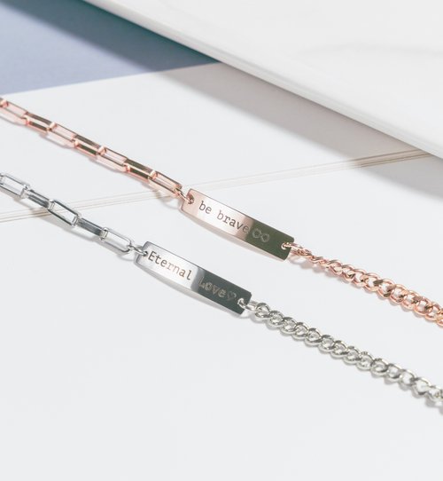 DIY激光刻字不鏽鋼彎牌手鍊 - 專屬愛情信物