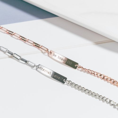 DIY激光刻字不鏽鋼彎牌手鍊 - 愛情信物