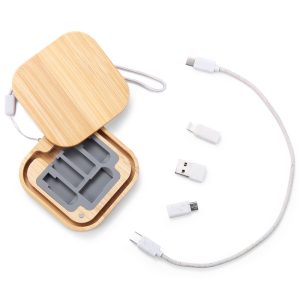 竹木收納盒數據充電線