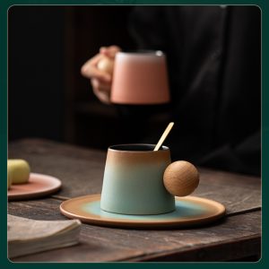 木質圓形手柄咖啡杯