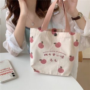 可愛桃子帆布袋