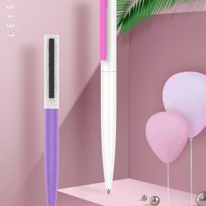 白桿簡易彩色按動原子筆